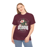 Bloom Stronger Floral Graphic Unisex Heavy Cotton Tee Comfortable Motivational Streetwear Inspirational Empowerment T Shirt Perfect Gift for Nature Lovers Self Growth Casual Wear