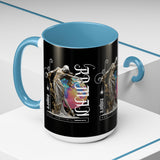 Sculptural Future Statue Art Accent Coffee Mug 11oz 15oz Greek Goddess Cosmic Abstract Splash Bold Artistic Streetwear Ceramic Cup