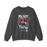 Move With Flow Breakdance Graphic Unisex Heavy Blend Crewneck Sweatshirt Hip Hop Streetwear Dance Rhythm Pullover