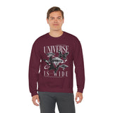 Universe Is Wide Unisex Heavy Blend Crewneck Sweatshirt Cosmic Galaxy Butterfly Space Aesthetic Graphic Pullover