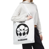I Want To Believe Alien Tote Bag Sci Fi UFO Extraterrestrial Design Canvas Bag Space Mystery Reusable Eco Friendly Durable Shopping Travel Tote