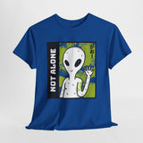 Unisex Not Alone Alien T Shirt Cartoon UFO Graphic Tee Extraterrestrial Sci Fi Space Themed Paranormal Conspiracy Inspired Streetwear Top