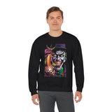 Jocker Sinister Grin Unisex Sweatshirt Heavy Blend Gothic Streetwear Dark Psychological Art Design Bold Horror Fashion Statement Cozy Wear For Fearless Creative Souls