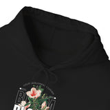Unisex Heavy Blend Hooded Sweatshirt Bloom Stronger Floral Graphic Hoodie Black Motivational Nature Inspired Aesthetic Streetwear Fashion Outfit