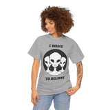 I Want To Believe Alien Unisex T Shirt Vintage UFO Graphic Tee Extraterrestrial Space Themed Sci Fi Paranormal Conspiracy Inspired Streetwear Top