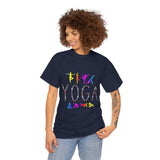 Yoga Graphic Unisex T Shirt Colorful Pose Typography Tee Spiritual Mindfulness Meditation Fitness Lifestyle Heavy Cotton Top for Men and Women