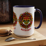 Kathakali Accent Coffee Mug 11oz 15oz Kerala India Classical Dance Art Face Ceramic Cup Cultural Heritage South Indian Folk Design Traditional Festival Gift