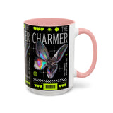 The Charmer Butterfly Accent Coffee Mug 11oz 15oz Black Two Tone Ceramic Cup Aesthetic Iridescent Butterfly Design Gift for Coffee Lovers
