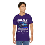 Bullet Blue Street Racing Artwork Unisex Heavy Cotton Tee High Performance Inspired Graphic Shirt For Car Lovers And Urban Streetwear Fans