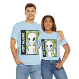 Unisex Not Alone Alien T Shirt Cartoon UFO Graphic Tee Extraterrestrial Sci Fi Space Themed Paranormal Conspiracy Inspired Streetwear Top