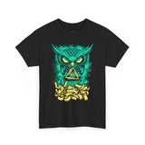 The Watcher Owl All Seeing Wisdom Unisex Heavy Cotton Tee Futuristic Mystic Streetwear T Shirt With Geometric Owl Symbol Neon Glow Artistic Design For Thinkers Visionaries And Night Owls