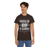 Money Up In Flames Unisex Heavy Cotton Tee Graphic T Shirt Black Streetwear Bold Money Graphic Fire Design Hustler Entrepreneur Alpha Mindset Wealth Fashion