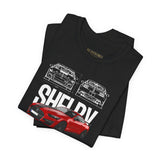 Shelby Red High Performance Muscle Coupe Blueprint Unisex Heavy Cotton Tee Retro Car Art Streetwear Gift for Gearheads Daily Wear Car Lovers Apparel