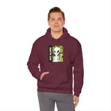 Not Alone Alien Unisex Hoodie UFO Graphic Pullover Sweatshirt Cartoon Extraterrestrial Sci Fi Space Themed Conspiracy Inspired Paranormal Streetwear