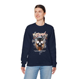 Death Silence Skull Fire Graphic Unisex Heavy Blend Crewneck Sweatshirt Gothic Horror Streetwear Bold Vintage Dark Flame Skull Pullover