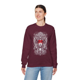 Mystic Warrior Goddess Unisex Sweatshirt Bold Monochrome Tribal Design Sacred Feminine Energy Gothic Art Streetwear Perfect for Festivals Winter Comfort and Everyday Style