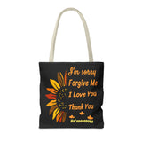 Sunflower Ho'oponopono Tote Bag Hawaiian Healing Prayer Design Spiritual Positivity Canvas Bag Mindfulness Reusable Durable Eco Friendly Shopping Tote