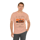Orange Retro JDM Inspired Sports Coupe Blueprint Unisex Heavy Cotton Tee Street Racing Art Shirt for Car Lovers Daily Wear