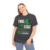 Final Stage Unisex Heavy Cotton Tee Graphic Black T Shirt Skull Neon Green Streetwear Futuristic Cyberpunk Bold Artistic Fashion Outfit