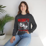 Money Motivation Hustler Mindset Graphic Print Unisex Heavy Blend Crewneck Sweatshirt Streetwear Ambition Pullover