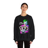 Joker Enjoy The Game Unisex Sweatshirt Bold Gothic Streetwear Dark Psychological Art Design Cozy Heavy Blend Pullover for Risk Takers and Fearless Creators