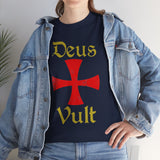 Deus Vult Unisex T Shirt Medieval Crusader Cross Graphic Tee Warrior Knight Inspired Vintage Christian Symbol Heavy Cotton Streetwear
