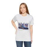 Blue Flame Street Racing Car Graphic Unisex Heavy Cotton Tee Bold Drift Style Automotive Streetwear Shirt