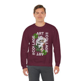 Collage Art Unisex Heavy Blend Crewneck Sweatshirt Graphic Pullover Black Abstract Modern Nature Inspired Futuristic Streetwear Creative Artistic Fashion Outfit