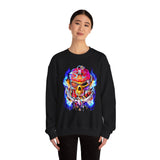 Flaming Pirate Skull Unisex Heavy Blend Crewneck Sweatshirt Fiery Gothic Nautical Streetwear Pullover Skull And Anchor Design For Bikers Artists Gamers And Rebel Souls