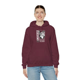 Universe Beyond The Cosmos Unisex Heavy Blend Hooded Sweatshirt Graphic Hoodie Black Skeleton Hand Space Infinity Streetwear Futuristic Sci Fi Artistic Fashion Outfit