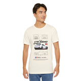 White Track Racing Blueprint Artwork Unisex Heavy Cotton Tee High Performance Inspired Streetwear Graphic Shirt For Car Lovers And Speed Enthusiasts