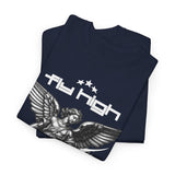 Fly High Angel Design Unisex Heavy Cotton Tee Streetwear Graphic T Shirt Spiritual Guardian Winged Warrior Style