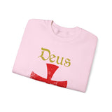 Unisex Deus Vult Crewneck Sweatshirt Medieval Crusader Cross Heavy Blend Fleece Pullover Warrior Knight Inspired Vintage Christian Symbol Streetwear