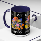 Blooms Person Accent Coffee Mug 11oz 15oz Abstract Floral Head Artistic Colorful Modern Creative Design Black White Ceramic Tea Cup Streetwear Inspired Artistic Fashion Drinkware