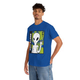 Unisex Not Alone Alien T Shirt Cartoon UFO Graphic Tee Extraterrestrial Sci Fi Space Themed Paranormal Conspiracy Inspired Streetwear Top