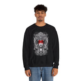 Mystic Warrior Goddess Unisex Sweatshirt Bold Monochrome Tribal Design Sacred Feminine Energy Gothic Art Streetwear Perfect for Festivals Winter Comfort and Everyday Style