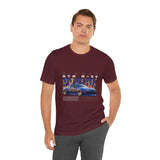 Blue Flame Street Racing Car Graphic Unisex Heavy Cotton Tee Bold Drift Style Automotive Streetwear Shirt