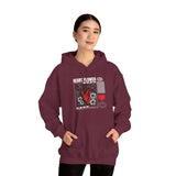 Heart Flower Graphic Hoodie Comfortable Unisex Heavy Blend Sweatshirt Bold Red and Black Floral Heart Design Streetwear Symbol of Love Strength and Vitality Perfect Gift for Friends Birthdays Cozy Days and Casual Wear