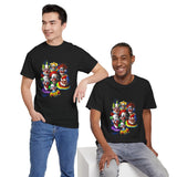 Chaos Clown Crew Unisex Heavy Cotton Tee Vibrant Horror Art Streetwear Design For Bold Confidence, Fearless Energy, And Dark Humor Lovers