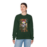 Rasta Lion Unisex Heavy Blend Crewneck Sweatshirt Reggae Inspired Bold Artistic Lion Headphones Design Jamaican Streetwear Symbol of Strength Rhythm and Chill Freedom by KLASSORO