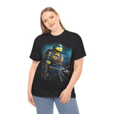 Urban Warrior Samurai Unisex Heavy Cotton Tee Fierce Armored Fighter Design Blue Warrior Energy Bold Strength Streetwear For Courageous Hustlers And Urban Legends
