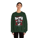 Faith Over Fear Jesus Crown Of Thorns Unisex Heavy Blend Crewneck Sweatshirt Christian Graphic Bold Religious Streetwear Motivational Bible Verse Pullover