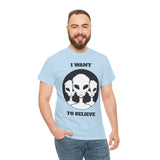 I Want To Believe Alien Unisex T Shirt Vintage UFO Graphic Tee Extraterrestrial Space Themed Sci Fi Paranormal Conspiracy Inspired Streetwear Top