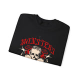 Monsters Skull Guardians Gothic Horror Unisex Heavy Blend Crewneck Sweatshirt Dark Graphic Halloween Streetwear Bold Vintage Skull Pullover