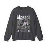 Blessed Angel Statue Graphic Unisex Heavy Blend Crewneck Sweatshirt Gothic Streetwear Aesthetic Spiritual Bold Artistic Pullover