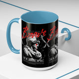 Brave Soul Warrior Accent Coffee Mug 11oz 15oz Black Ceramic Two Tone Cup Bold Statue Design with Red Script Gift for Coffee Lovers