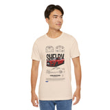 Red High Performance Muscle Coupe Blueprint Unisex Heavy Cotton Tee Retro Car Art Streetwear Gift for Gearheads Daily Wear Car Lovers Apparel