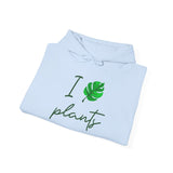 I Love Plants Hoodie Unisex Heavy Blend Sweatshirt Eco Friendly Botanical Leaf Design Gardening Nature Lover Sustainable Green Living Gift Pullover