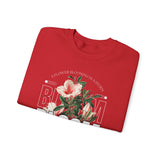 Unisex Heavy Blend Crewneck Sweatshirt Bloom Stronger Floral Graphic Pullover Black Motivational Nature Inspired Aesthetic Streetwear Fashion Outfit