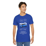 Blue Rally Inspired Performance Sedan Artwork Unisex Heavy Cotton Tee High Speed Streetwear Graphic Shirt For Car Enthusiasts And Automotive Art Lovers